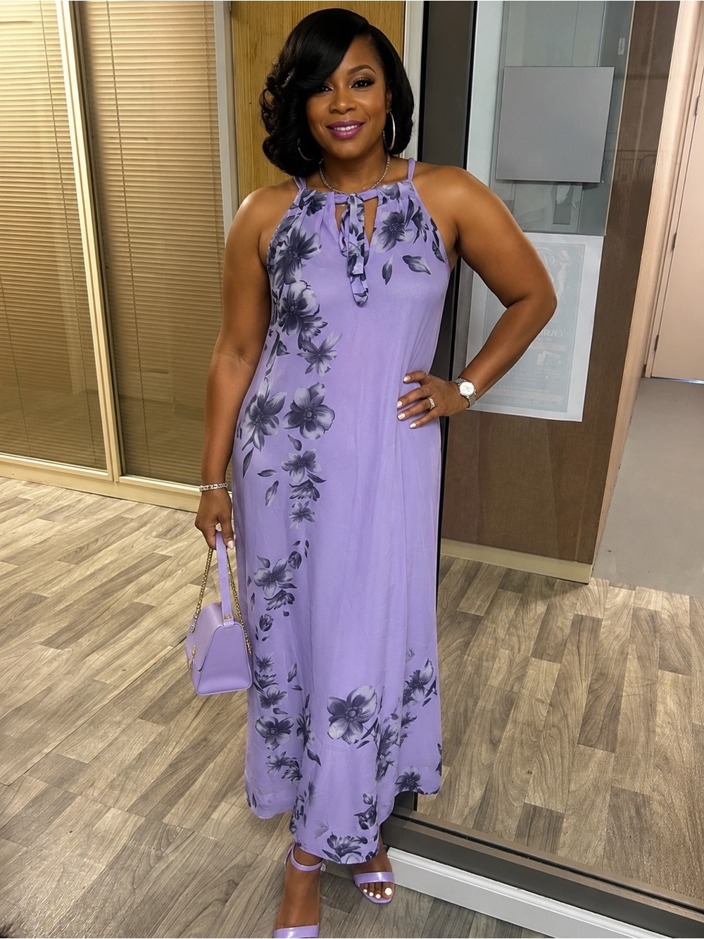 Sleeveless Lavender Floral Maxi Dress - Elegant Summer Style